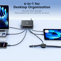 Bộ sạc nhanh Toocki 240W GaN để bàn PD3.1 140W PPS 45W màn hình kỹ thuật số, sạc USB C tốc độ cao cho Laptop, iPhone 17 16, Sams