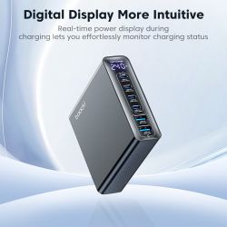 Bộ sạc nhanh Toocki 240W GaN để bàn PD3.1 140W PPS 45W màn hình kỹ thuật số, sạc USB C tốc độ cao cho Laptop, iPhone 17 16, Sams