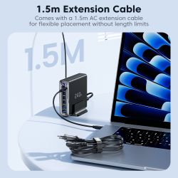 Bộ sạc nhanh Toocki 240W GaN để bàn PD3.1 140W PPS 45W màn hình kỹ thuật số, sạc USB C tốc độ cao cho Laptop, iPhone 17 16, Sams