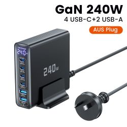 Bộ sạc nhanh Toocki 240W GaN để bàn PD3.1 140W PPS 45W màn hình kỹ thuật số, sạc USB C tốc độ cao cho Laptop, iPhone 17 16, Sams