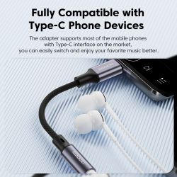 Cáp âm thanh Toocki Type C sang jack 3.5mm cho tai nghe, cáp Aux USB C, bộ chuyển đổi tai nghe 3.5mm dành cho Xiaomi Huawei OPPO