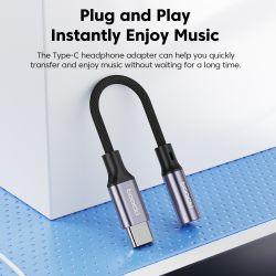 Cáp âm thanh Toocki Type C sang jack 3.5mm cho tai nghe, cáp Aux USB C, bộ chuyển đổi tai nghe 3.5mm dành cho Xiaomi Huawei OPPO