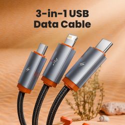 Cáp Toocki 3/5 chiếc 3 trong 1 Micro USB C Lightning dùng để sạc cho iPhone, Samsung, Xiaomi, Realme, Huawei, dây cáp đa năng.