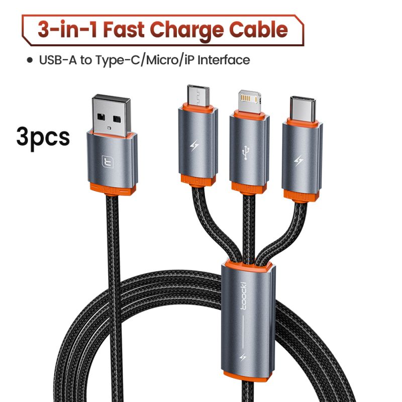Кабель Toocki 3/5 шт. 3 в 1 Micro USB C Lightning Charing кабель для iPhone Samsung Xiaomi Realme Huawei Wire Data Wire All-in-o