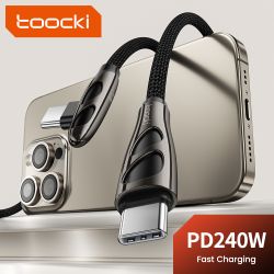Cáp USB C sang Type C 90 độ Toocki 240W PD3.1 QC4.0 Sạc nhanh cho Laptop iPhone 16 15 Samsung Xiaomi Oneplus