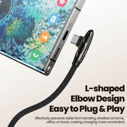 Cáp USB C sang Type C 90 độ Toocki 240W PD3.1 QC4.0 Sạc nhanh cho Laptop iPhone 16 15 Samsung Xiaomi Oneplus
