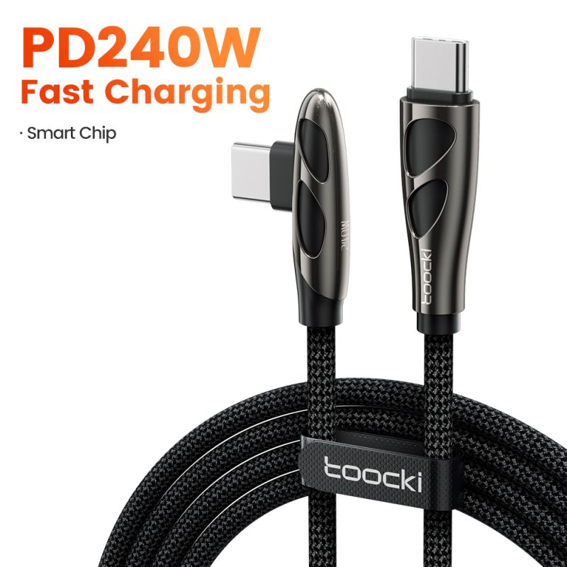 Cáp USB C sang Type C 90 độ Toocki 240W PD3.1 QC4.0 Sạc nhanh cho Laptop iPhone 16 15 Samsung Xiaomi Oneplus