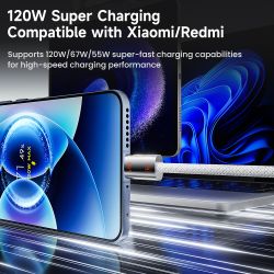 Toocki USB-C-Kabel für Xiaomi Redmi 120W 6A Mi Turbo Charge Schnellladekabel Typ C für Xiaomi 15 14 13 Ultra Pro Redmi K80