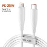 Cáp USB C Lightning Toocki PD20W cho iPhone 14 13 12 Pro Max iPad Sạc nhanh Type C sang Lightning cho iPhone
