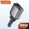 Автомобільний зарядний пристрій Toocki 105 Вт з висувним USB-C та Lightning-кабелем PD 27 Вт для iPhone 16 15 14 13 Samsung S24 