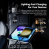 Автомобільний зарядний пристрій Toocki 105 Вт з висувним USB-C та Lightning-кабелем PD 27 Вт для iPhone 16 15 14 13 Samsung S24 