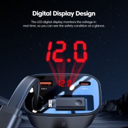 Автомобільний зарядний пристрій Toocki 105 Вт з висувним USB-C та Lightning-кабелем PD 27 Вт для iPhone 16 15 14 13 Samsung S24 