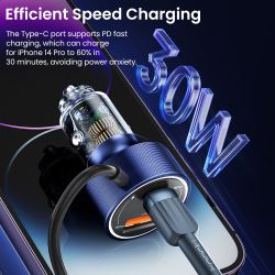 Bộ sạc ô tô Toocki 60W USB C QC4.0 PD3.0 5A Sạc nhanh Type C cho điện thoại iPhone 14 13 Samsung Xiaomi Huawei