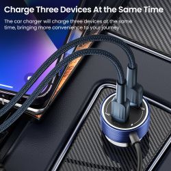 Bộ sạc ô tô Toocki 60W USB C QC4.0 PD3.0 5A Sạc nhanh Type C cho điện thoại iPhone 14 13 Samsung Xiaomi Huawei