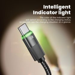 Cáp sạc điện thoại trên ô tô Toocki Spring 100W USB C sang USB Type-C dạng ống lồng, tương thích với Macbook, iPhone 15, Samsung