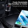 Cáp sạc điện thoại trên ô tô Toocki Spring 100W USB C sang USB Type-C dạng ống lồng, tương thích với Macbook, iPhone 15, Samsung