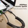 Cáp sạc điện thoại trên ô tô Toocki Spring 100W USB C sang USB Type-C dạng ống lồng, tương thích với Macbook, iPhone 15, Samsung