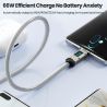 Cáp sạc nhanh Toocki Display 100W USB Type C cho Samsung Xiaomi Realme POCO, cáp sạc nhanh 66W Type C cho Huawei P40 P30 Oneplus