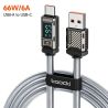 Cáp sạc nhanh Toocki Display 100W USB Type C cho Samsung Xiaomi Realme POCO, cáp sạc nhanh 66W Type C cho Huawei P40 P30 Oneplus