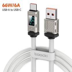Cáp sạc nhanh Toocki Display 100W USB Type C cho Samsung Xiaomi Realme POCO, cáp sạc nhanh 66W Type C cho Huawei P40 P30 Oneplus
