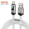 Cáp sạc nhanh Toocki Display 100W USB Type C cho Samsung Xiaomi Realme POCO, cáp sạc nhanh 66W Type C cho Huawei P40 P30 Oneplus