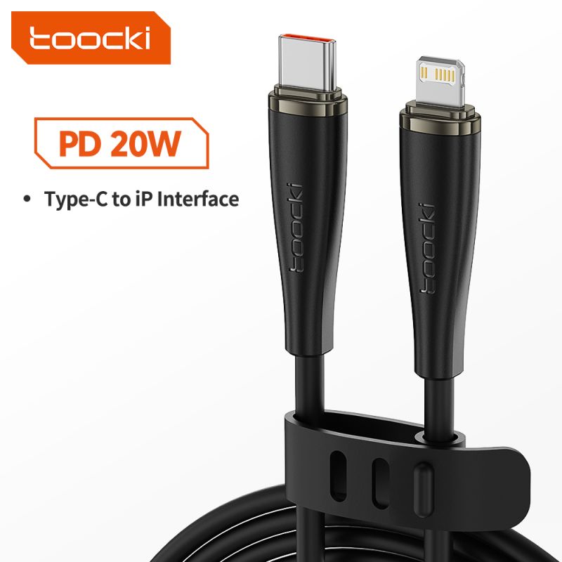 Cáp chuyển đổi USB Type-C sang Lightning bằng silicon Toocki X11 dành cho iPhone 14 13 12 11 Pro Max, sạc nhanh 20W, dây sạc USB
