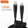 Cáp chuyển đổi USB Type-C sang Lightning bằng silicon Toocki X11 dành cho iPhone 14 13 12 11 Pro Max, sạc nhanh 20W, dây sạc USB