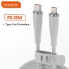Cáp chuyển đổi USB Type-C sang Lightning bằng silicon Toocki X11 dành cho iPhone 14 13 12 11 Pro Max, sạc nhanh 20W, dây sạc USB
