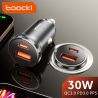 Bộ sạc ô tô Toocki 30W sạc nhanh USB Type C PD QC3.0 dành cho iPhone Samsung Xiaomi Huawei Honor Realme.