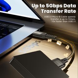 Cáp chuyển đổi dữ liệu Toocki Micro B USB3.0 5Gbps USB A / Type C sang Micro B để đồng bộ hóa dữ liệu cho ổ cứng Macbook, HDD, S