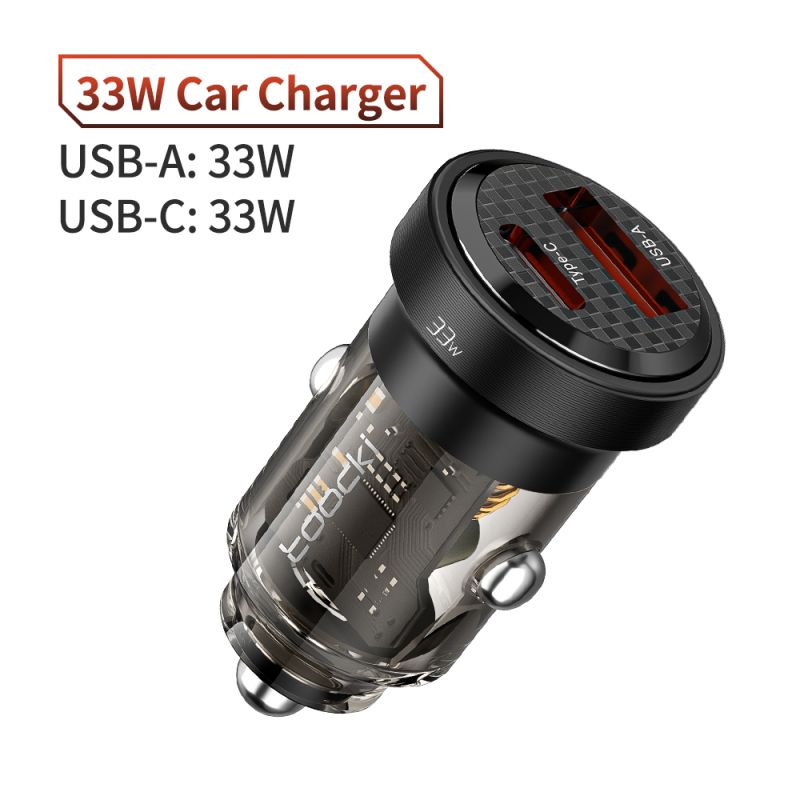 Bộ sạc ô tô Toocki 33W PD 20W sạc nhanh USB C cho điện thoại iPhone 15 14 13 12 11 Samsung S23 S22 Xiaomi Realme POCO