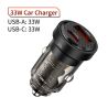 Bộ sạc ô tô Toocki 33W PD 20W sạc nhanh USB C cho điện thoại iPhone 15 14 13 12 11 Samsung S23 S22 Xiaomi Realme POCO