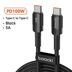 สายเคเบิล Toocki USB Type C to USB C 100W PD 3.0 Quick Charge 4.0 Fast Charging สำหรับ Macbook Samsung Xiaomi