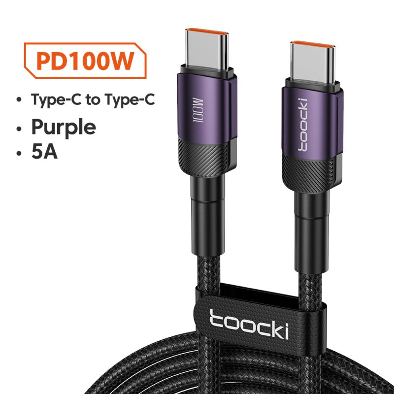 สายเคเบิล Toocki USB Type C to USB C 100W PD 3.0 Quick Charge 4.0 Fast Charging สำหรับ Macbook Samsung Xiaomi