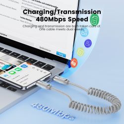 Toocki Coiled USB C to USB C Cable 2 Pack 1.5M PD 60W Fast Type C Charging Cable for iPhone 17 16 15 Sasmung Galaxy S24 for Car