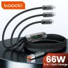 Câble Toocki 66 W 3 en 1 avec affichage numérique, charge rapide 6 A, compatible Micro USB, Type C et Lightning, pour iPhone, Sa