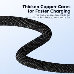 Câble Toocki 66 W 3 en 1 avec affichage numérique, charge rapide 6 A, compatible Micro USB, Type C et Lightning, pour iPhone, Sa