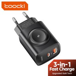 Station de charge Toocki 3 en 1 avec chargeur GaN pour iPhone, Apple Watch et charge rapide USB-C PD 20 W (compatible iPhone 16,