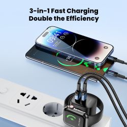 Station de charge Toocki 3 en 1 avec chargeur GaN pour iPhone, Apple Watch et charge rapide USB-C PD 20 W (compatible iPhone 16,