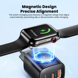 Station de charge Toocki 3 en 1 avec chargeur GaN pour iPhone, Apple Watch et charge rapide USB-C PD 20 W (compatible iPhone 16,
