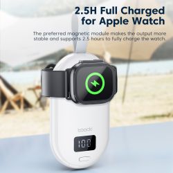 Bộ sạc không dây di động Toocki dành cho Apple Watch 6 SE 5 4 3 2 1 Màn hình 2500mAh Đế sạc nhanh AppleWatch Charger