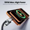 Cáp sạc nhanh Toocki 4 trong 1, cáp USB sang USB C 1.2m 100W 5A, USB C sang Lightning 27W, cáp sạc nhanh USB C cho iPhone Samsun