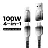 Cáp sạc nhanh Toocki 4 trong 1, cáp USB sang USB C 1.2m 100W 5A, USB C sang Lightning 27W, cáp sạc nhanh USB C cho iPhone Samsun