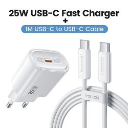 Bộ sạc nhanh Toocki KR Plug 25W USB C SFC PPS PD Type C dành cho iPhone 16 15 14 Pro Max Samsung S25 S24 S23 Ultra và máy tính b