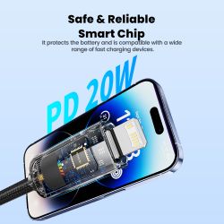 Câble Lightning USB-C Toocki PD 20 W pour iPhone, chargeur rapide, compatible avec iPhone 14, 13, 12 Pro Max, iPad et AirPods