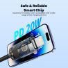 Câble Lightning USB-C Toocki PD 20 W pour iPhone, chargeur rapide, compatible avec iPhone 14, 13, 12 Pro Max, iPad et AirPods