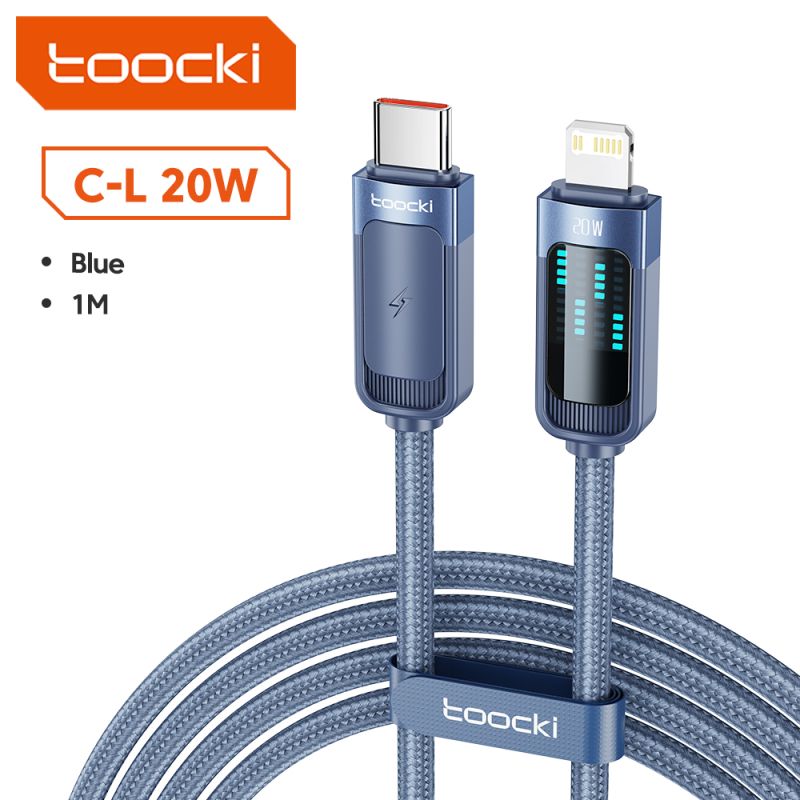 Câble Lightning USB-C Toocki PD 20 W pour iPhone, chargeur rapide, compatible avec iPhone 14, 13, 12 Pro Max, iPad et AirPods