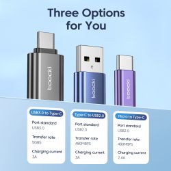 Toocki OTG USB 3.0 auf Typ-C Adapter Micro-USB auf Typ-C Stecker auf USB 2.0 Buchse Konverter für MacBook, Xiaomi, Samsung OTG-A