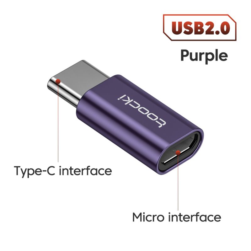 Bộ chuyển đổi OTG Toocki USB 3.0 sang Type C, đầu cắm Micro sang Type C đực sang USB 2.0 cái, tương thích với Macbook, Xiaomi và