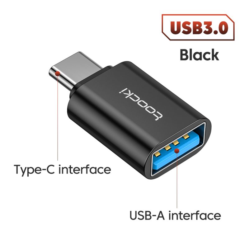 Toocki OTG Adapter USB 3.0 do typu C, wtyk micro-C męski na USB 2.0 żeński, konwerter do Macbooka, Xiaomi, Samsunga, złącza OTG